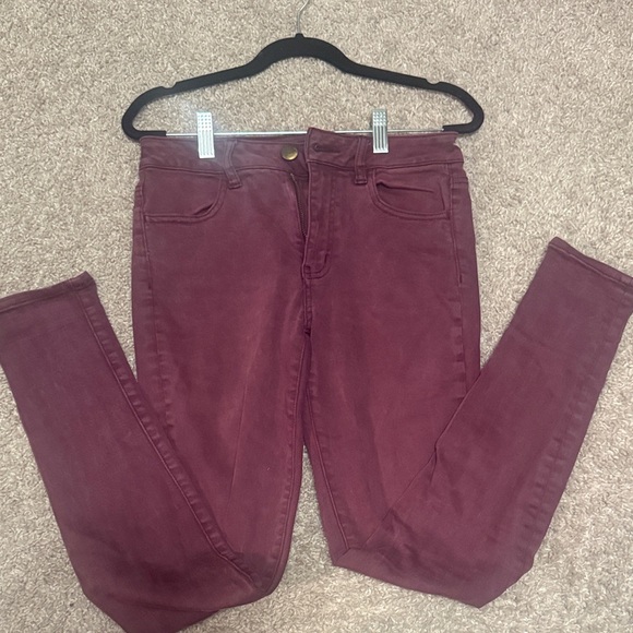 American Eagle Outfitters Denim - Maroon Hi-Rise Jegging from American Eagle
